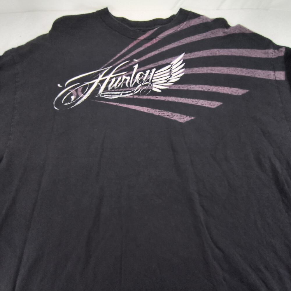 Hurley Casual Crew Neck Long Sleeve T-Shirt Mens Size 2XL Black Purple